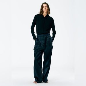 NWT Tibi Shiny Nylon Cargo Stella in Navy